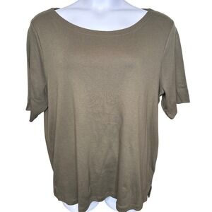 NWT Chicos The Ultimate Tee Womens Olive Green Scoop Neck T-Shirt Sz 4/XXL Flowy